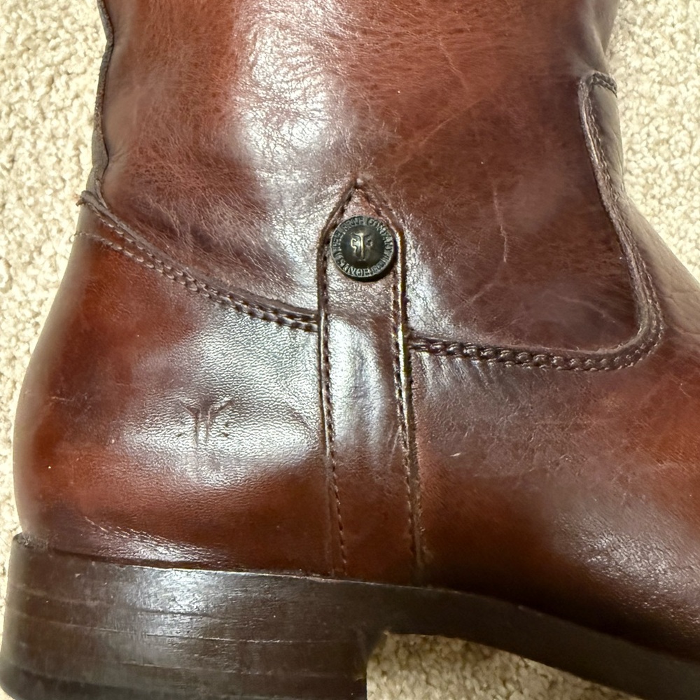 Frye Leather Melissa Tab Extended Calf Riding Boots - Picture 2 of 8